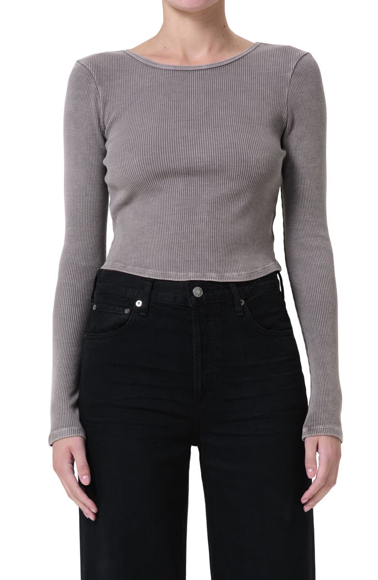 AGOLDE Nova Long Sleeve Crop Rib T-Shirt, Main, color,