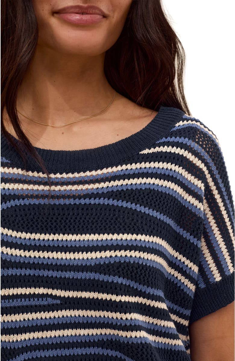 Celtic & Co. Landscape Stripe Knitted Top, Alternate, color, Navy Multi