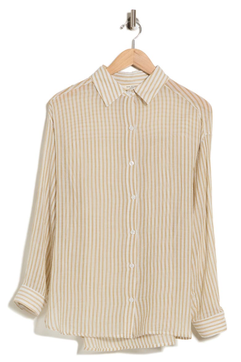Stripe Cotton Button-Up Shirt, Alternate, color, BRONZE STRIPE