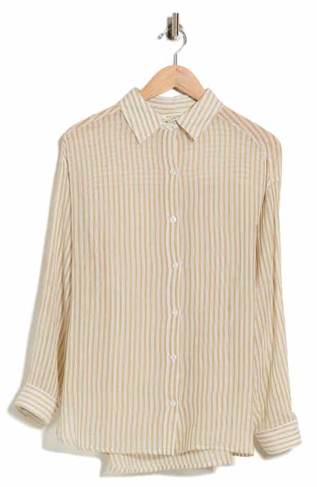 Stripe Cotton Button-Up Shirt