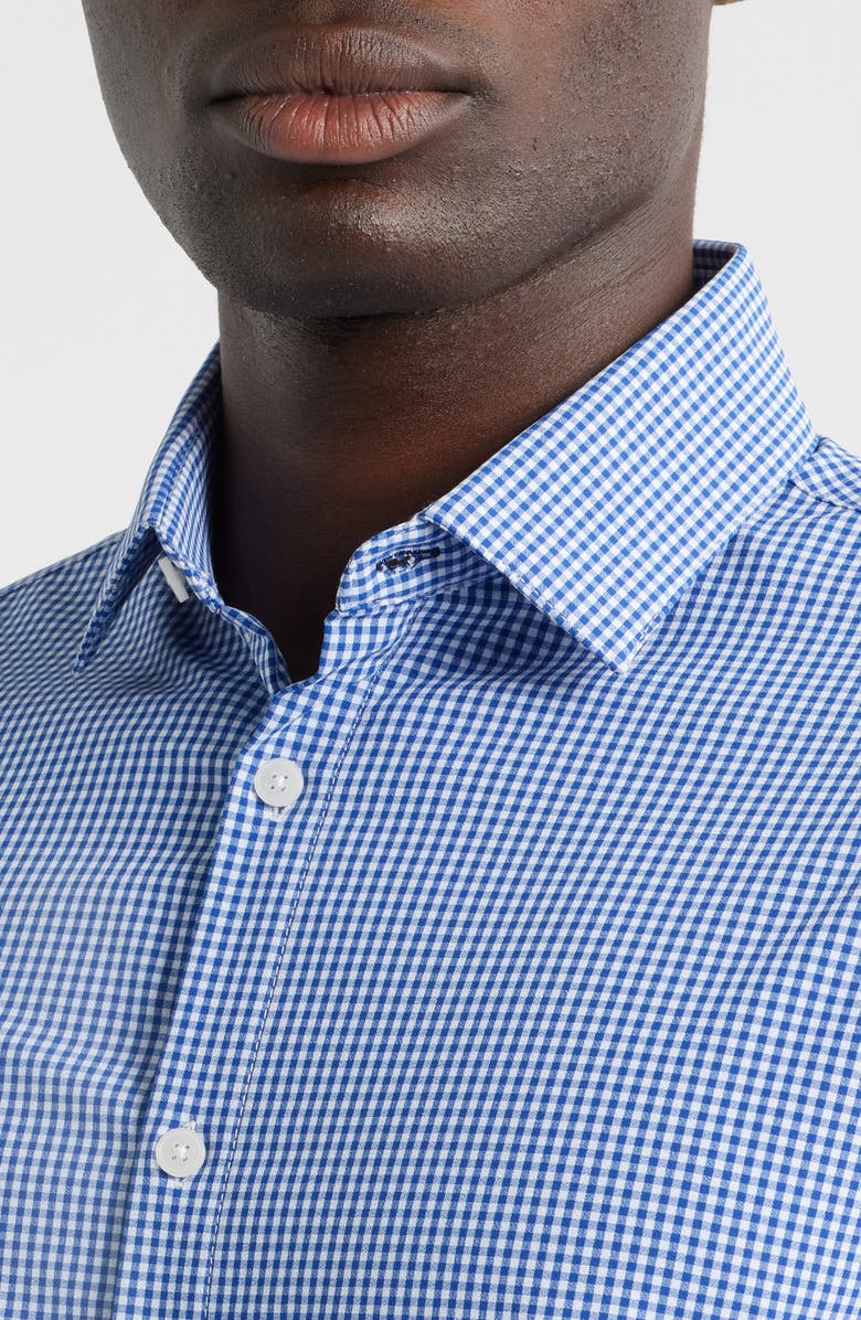 Mizzen+Main Leeward Trim Fit Microcheck Button-Up Shirt, Alternate, color, Cobalt Gingham