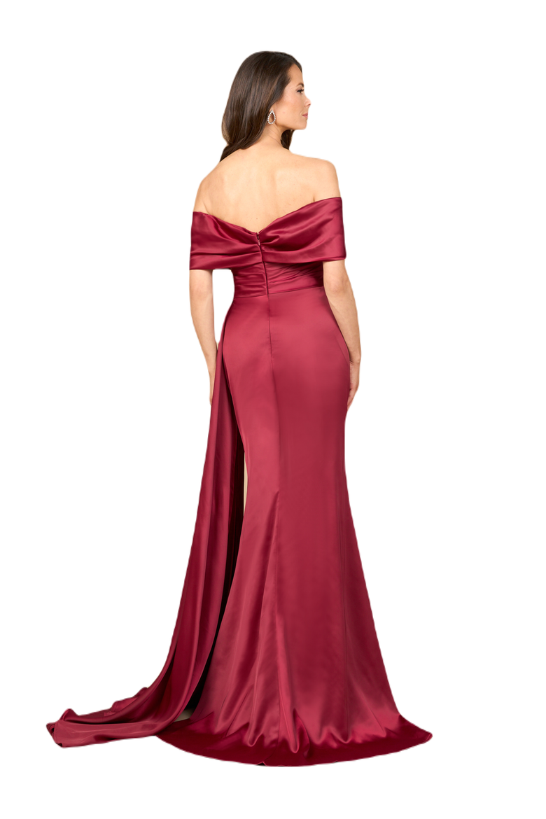 Off Shoulder Satin Dress, Alternate, color, Red