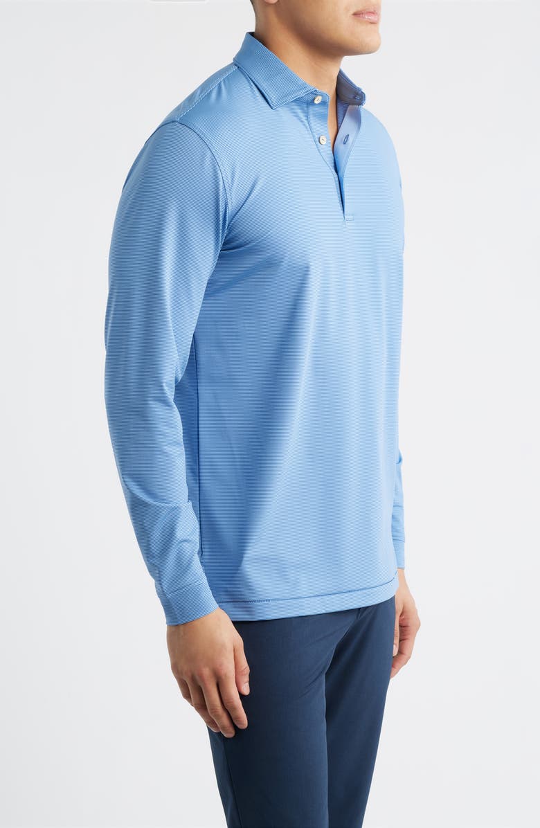 Peter Millar Jubilee Stripe Long Sleeve Performance Golf Polo, Alternate, color, Windsor Blue / Bluebird