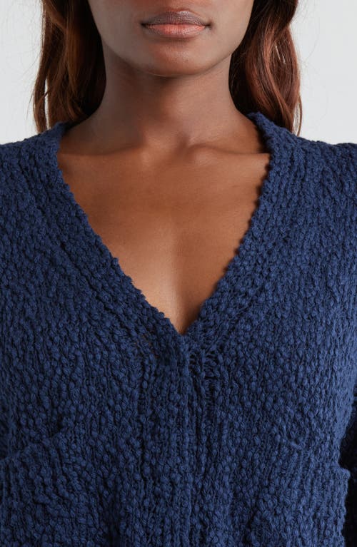Shop Lunya Textured Cotton Snap Front Cardigan In Deep Blue