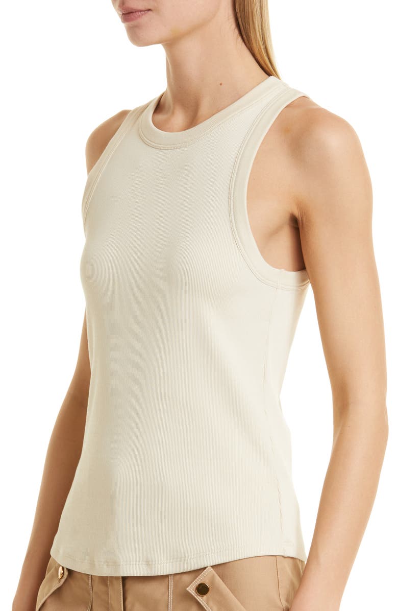 Veronica Beard Jordyn Rib Stretch Cotton Tank, Alternate, color, Limestone