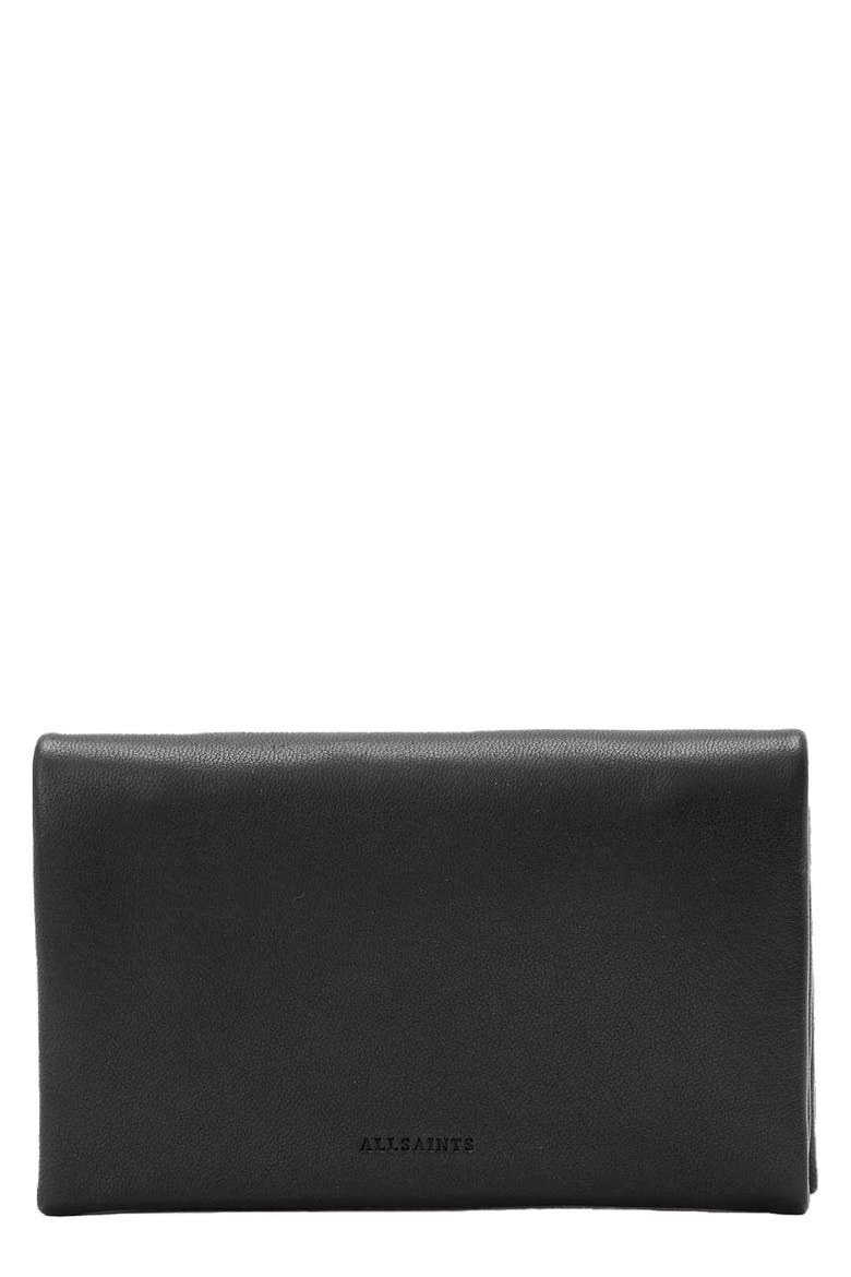 Harluna Leather Bifold Wallet, Main, color, BLACK/ SILVER