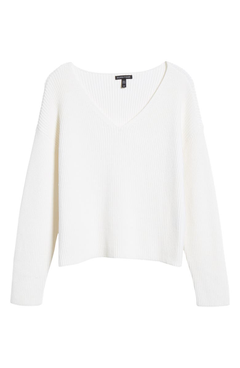 Eileen Fisher V-Neck Boxy Top Organic Cotton Blend Sweater, Alternate, color, 