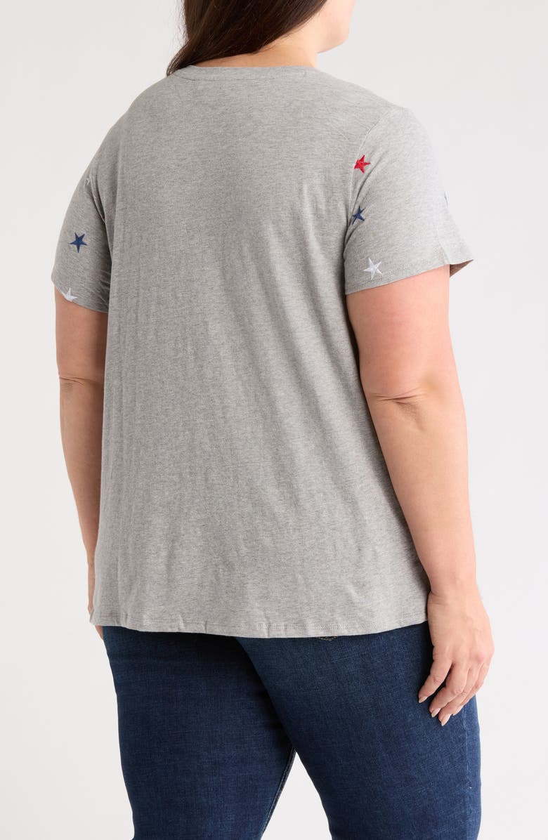 Lucky Brand Embroidered Twist Cotton T-Shirt, Alternate, color, Grey Heather Multi