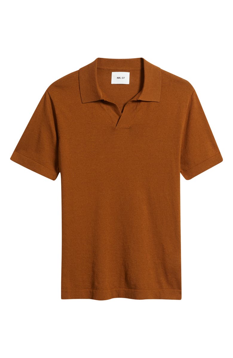 NN07 Ryan 6311 Cotton & Linen Johnny Collar Polo, Alternate, color, Cinnamon