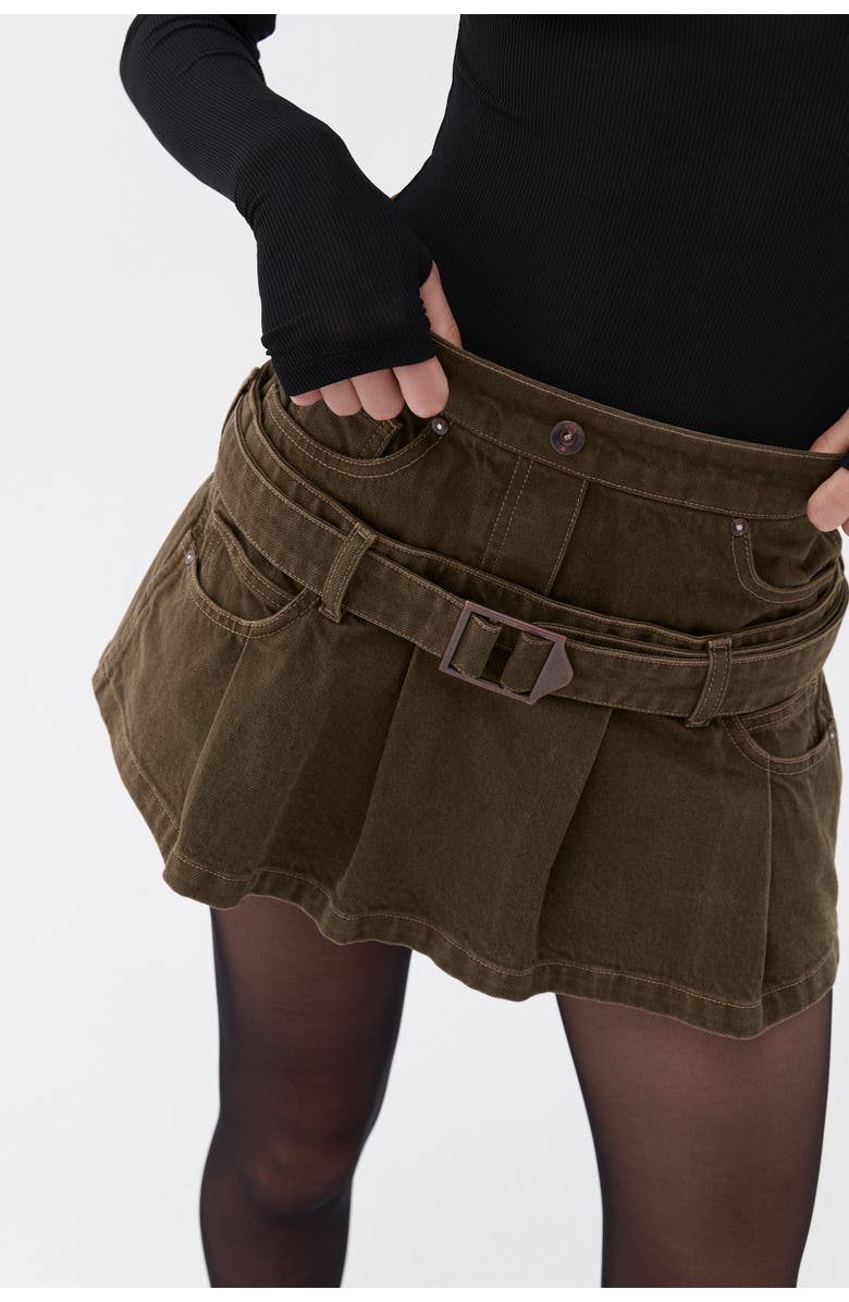 Nocturne Mini Jean Skirt with Belt Detail, Alternate, color, 