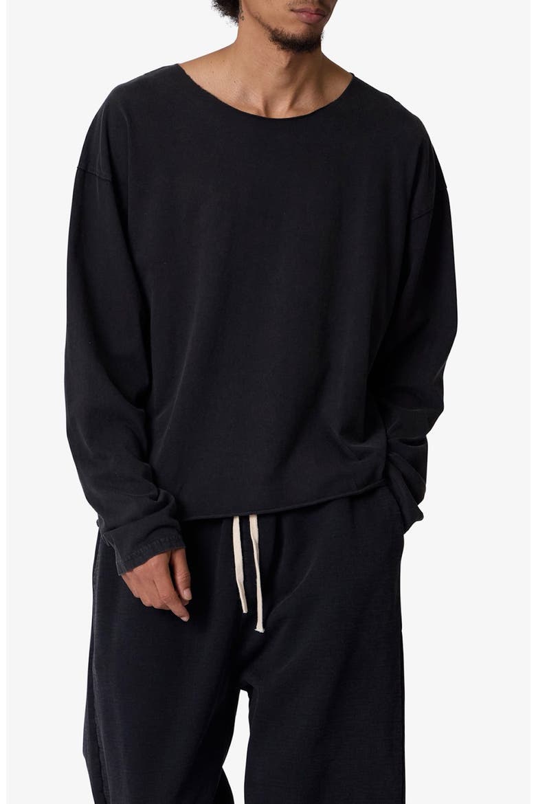Raw Hem Oversize Long Sleeve T-Shirt, Main, color, WASHED BLACK