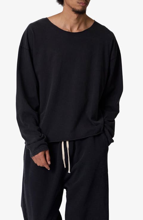 Raw Hem Oversize Long Sleeve T-Shirt