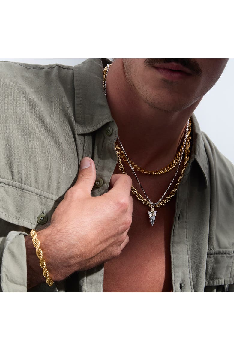 Brass Two Tone Arrowhead Necklace, Alternate, color, silver, gold
