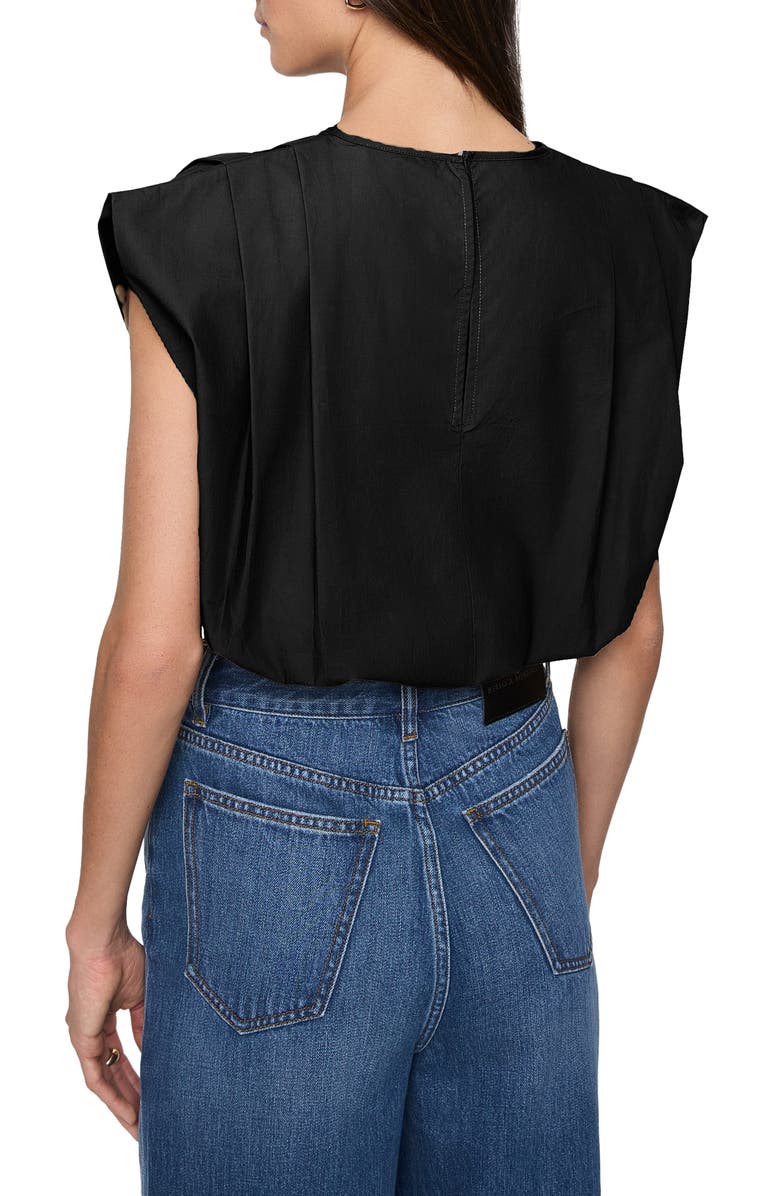 Rebecca Minkoff Holly Pleated Poplin Crop Top, Alternate, color, True Black