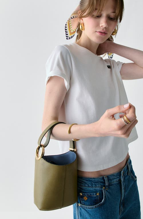 Kate Spade New York Halo Glazed Leather Mini Bucket Bag In Green