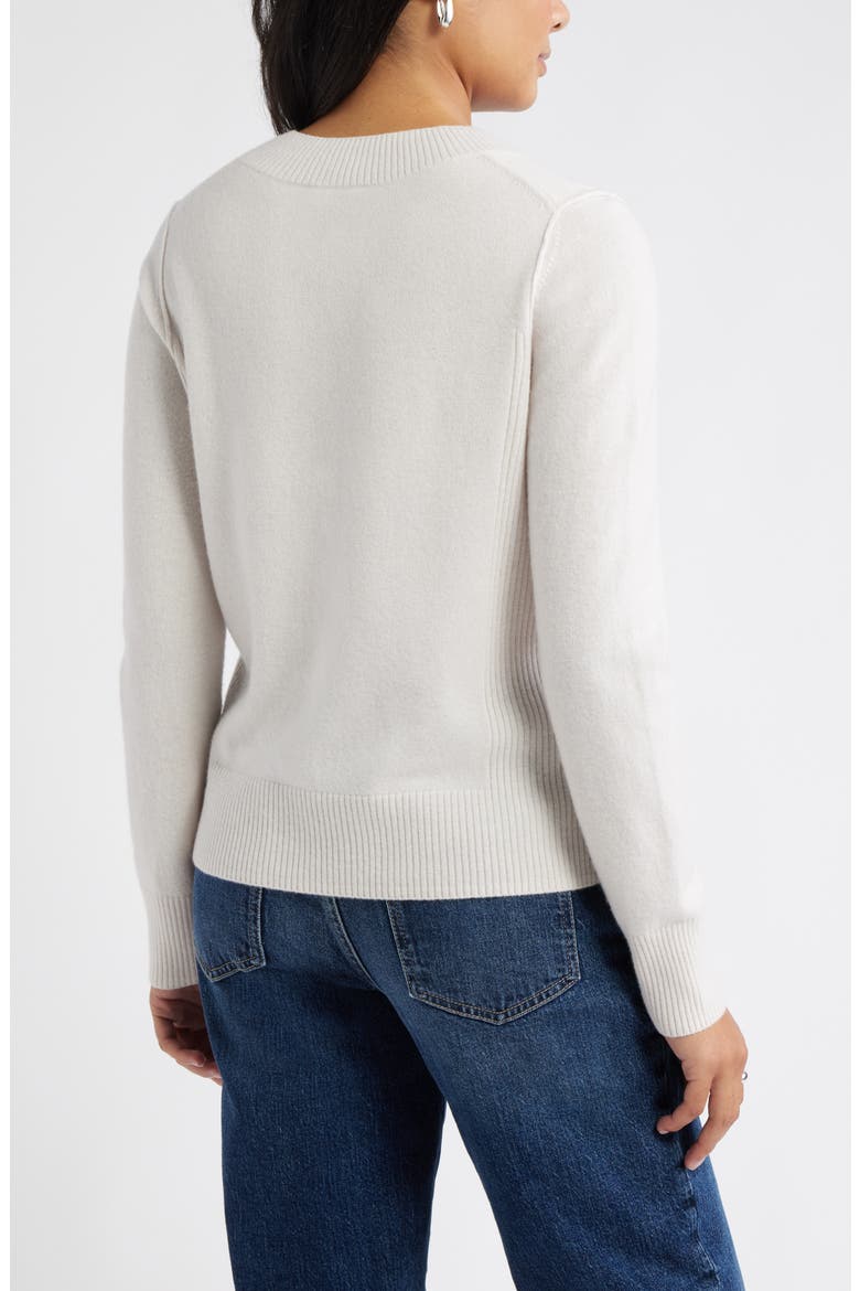 V-Neck Wool & Cashmere Sweater, Alternate, color, IVORY PRISTINE HEATHER