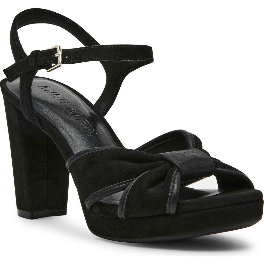 Shop Anne Klein Verde Ankle Strap Platform Sandal In Black Sued