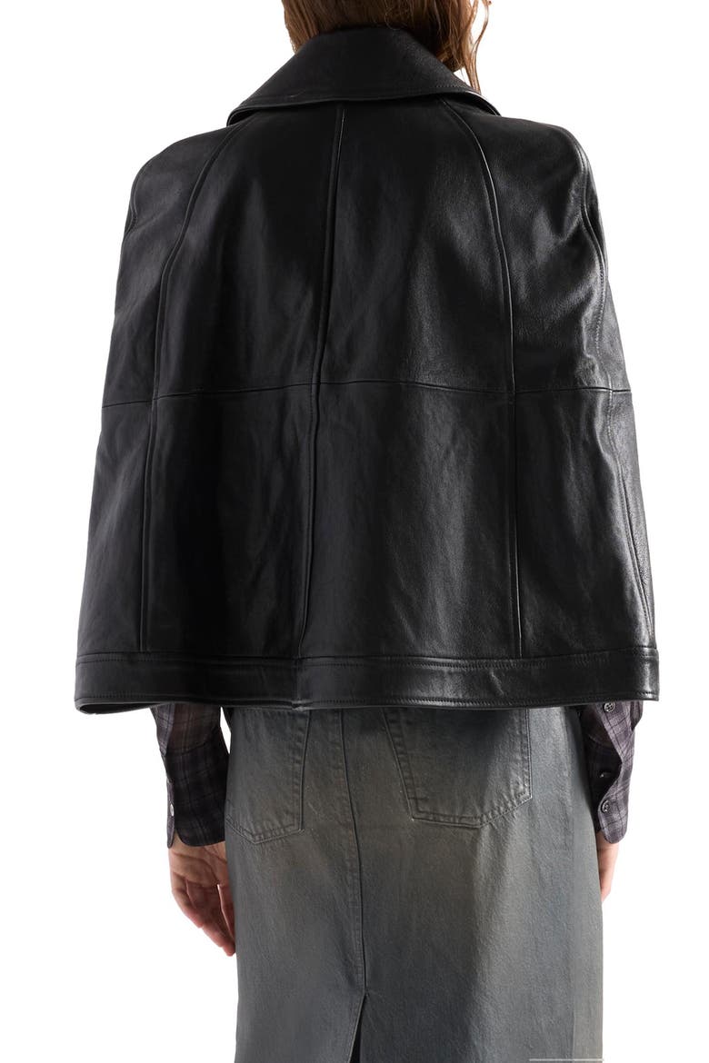 Leather Cape Jacket, Alternate, color, LEATHER BLACK