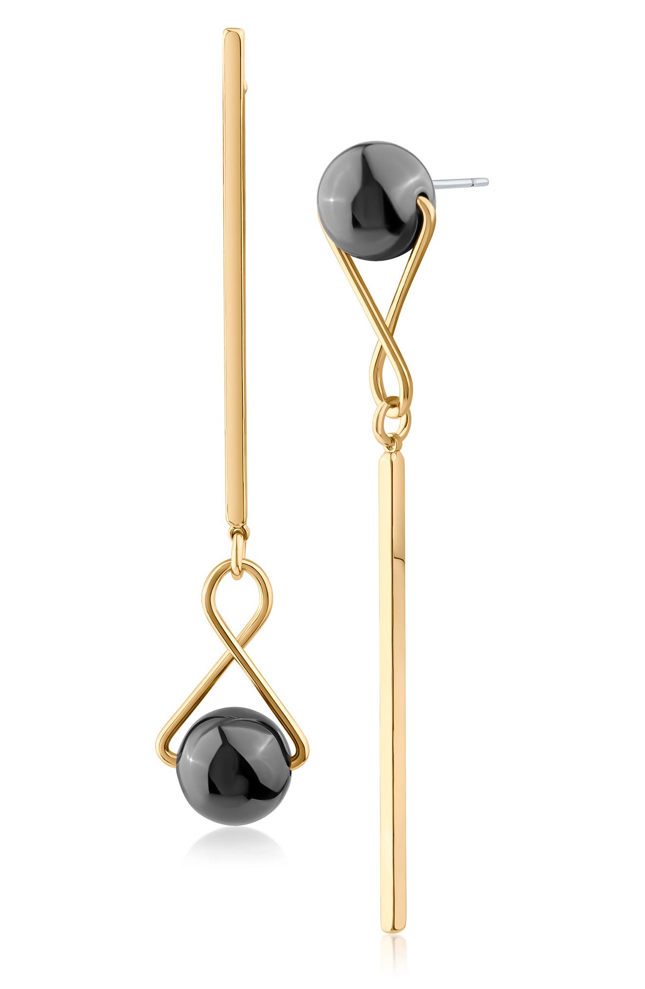 JARDIN Mismatched Bar Faux Pearl Linear Earrings