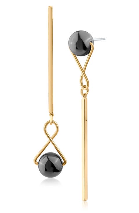 Mismatched Bar Faux Pearl Linear Earrings