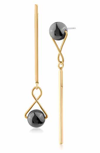 JARDIN Mismatched Bar Faux Pearl Linear Earrings