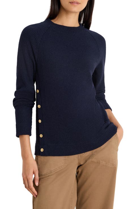 Side Button Waffle Sweater