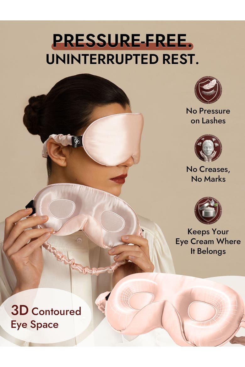 22 Momme Pure Silk 3D Adjustable Eye Mask, Alternate, color, Pink