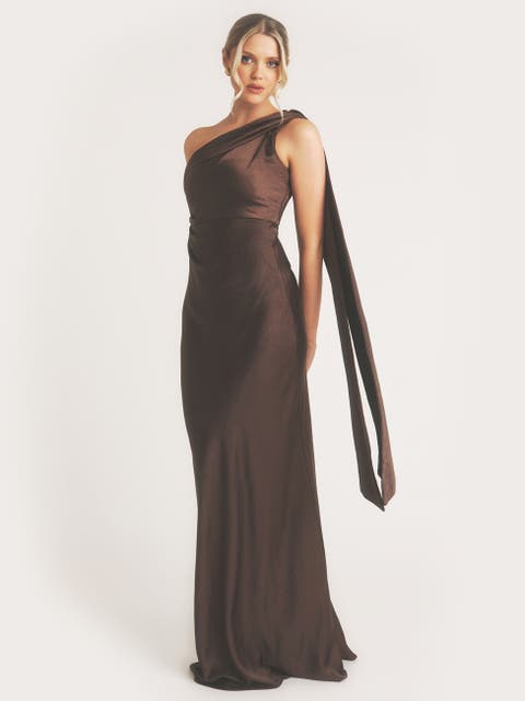 One Shoulder Drape Bridesmaid Dress