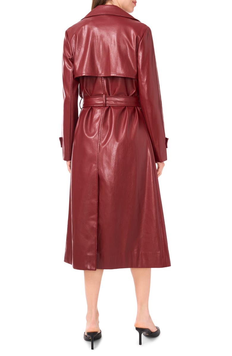 Halogen<sup>®</sup> Drapey Faux Leather Belted Trench Coat, Alternate, color, Deep Henna