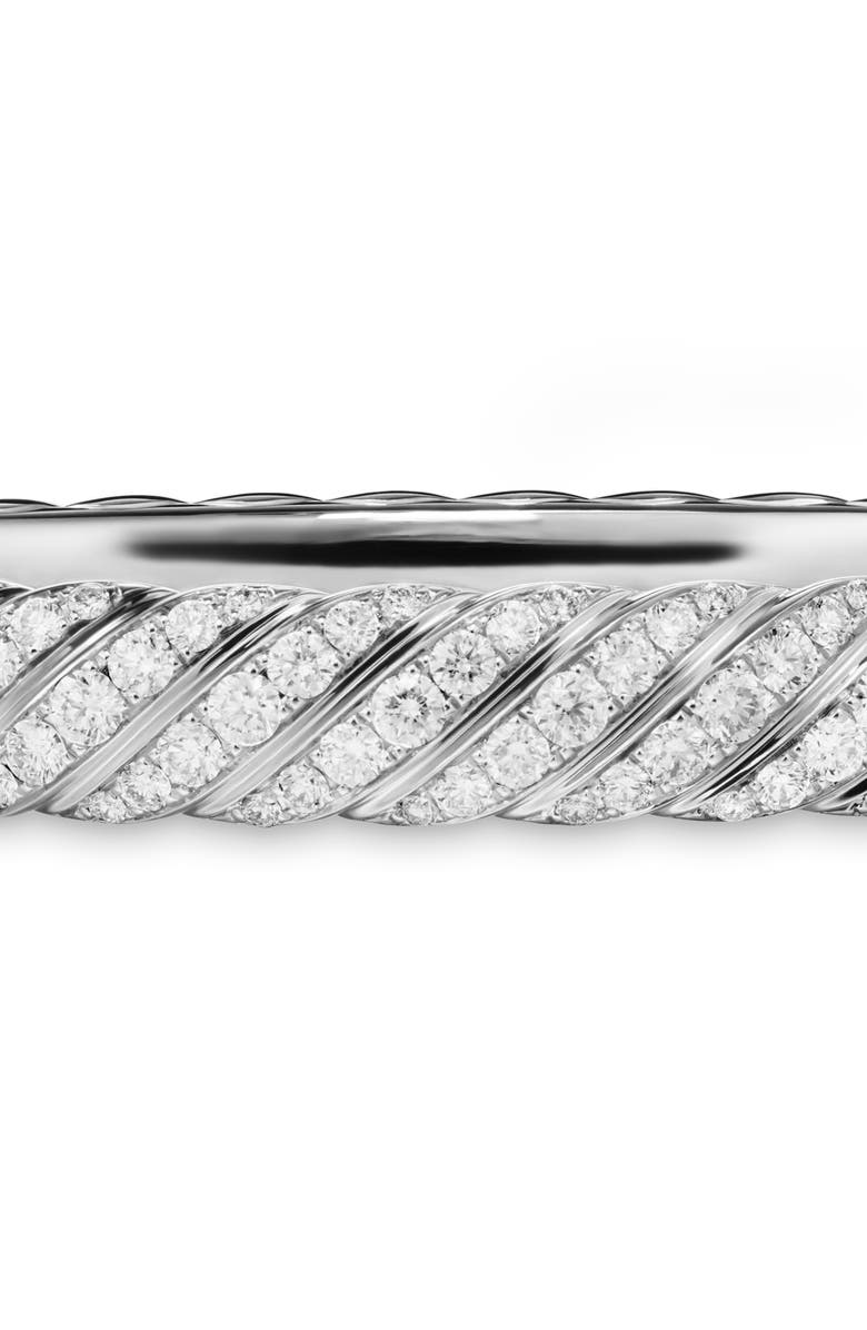 David Yurman Sculpted Cable Bangle Bracelet in 18K White Gold with Diamonds, 8mm, Alternate, color, Diamond