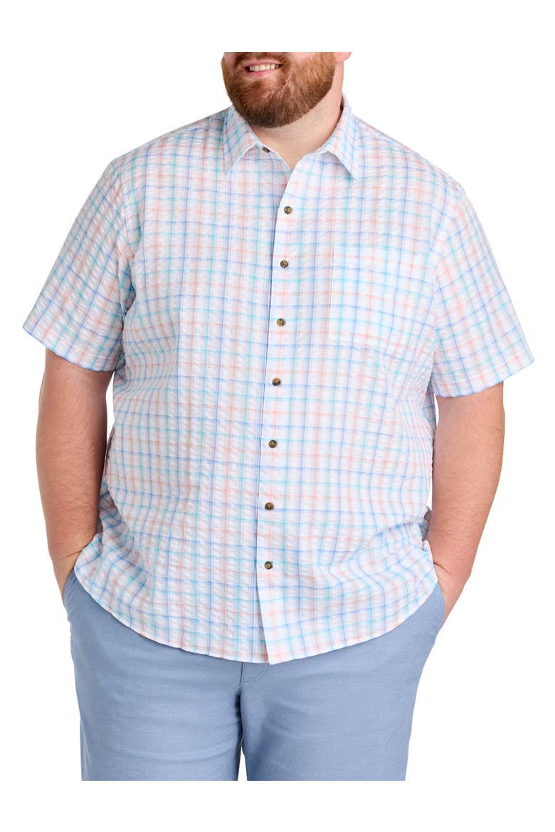 Big & Tall Medium Plaid Seersucker Sport Shirt, Main, color, WHITE MULTI