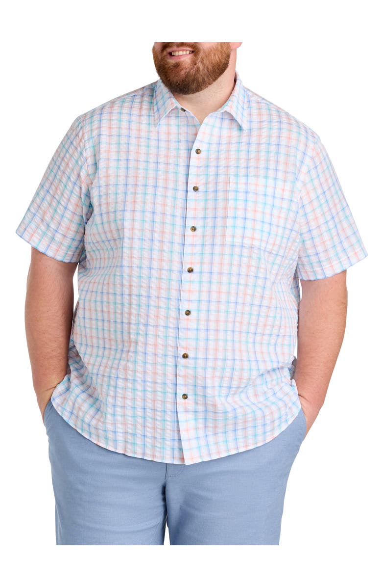Oak Hill by DXL Big & Tall Medium Plaid Seersucker Sport Shirt, Main, color, White Multi