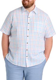 Oak Hill by DXL Big & Tall Medium Plaid Seersucker Sport Shirt