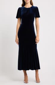 Eliza J Flutter Sleeve Velvet Midi Dress