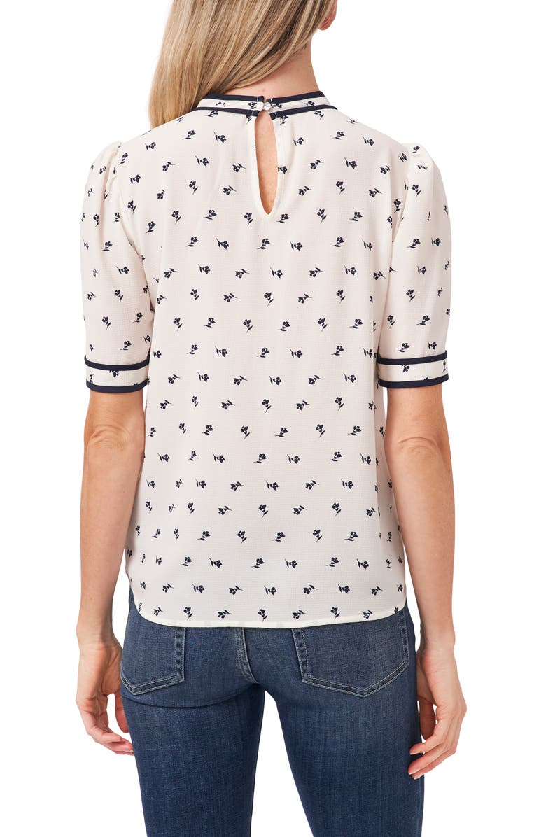 CeCe Tulip Ditsy Tie Neck Blouse, Alternate, color,