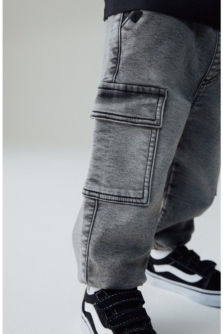 Kids' Baggy Jersey Cargo Joggers, Alternate, color, BLACK