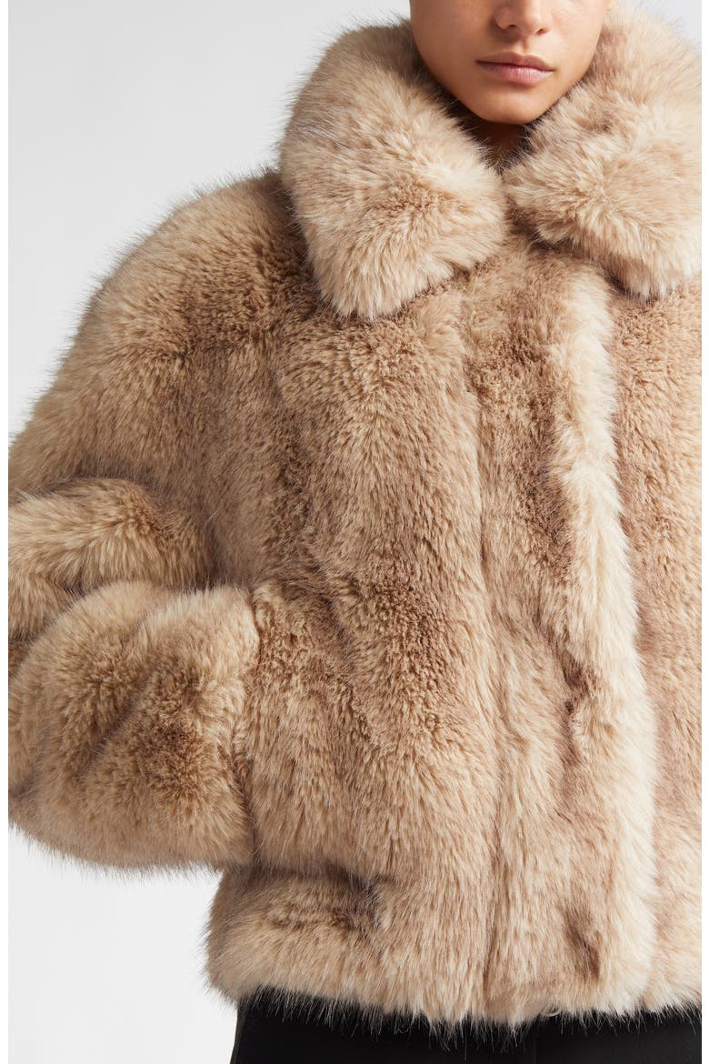 Lena Faux Fur Crop Jacket, Alternate, color, NATURAL
