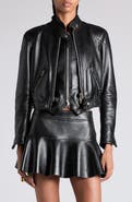 TOM FORD Glossy Plongé Lambskin Leather Zip Jacket