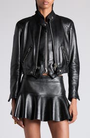 TOM FORD Glossy Plongé Lambskin Leather Zip Jacket