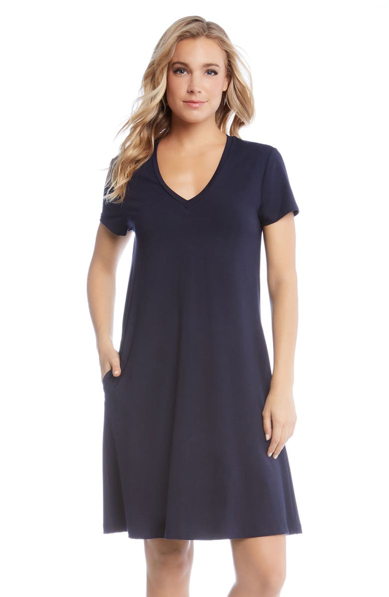 Karen Kane Quinn Pocket Shift Dress, Alternate, color, Navy