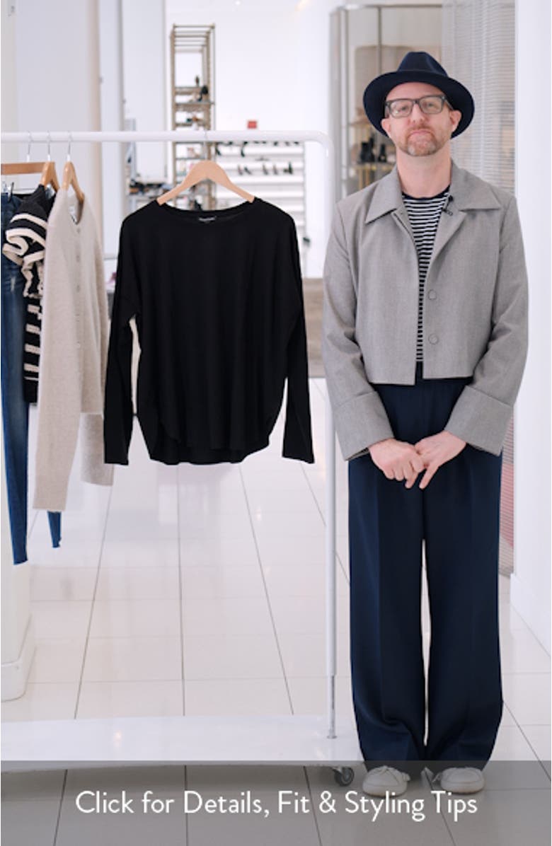 Crewneck Boxy Stretch Jersey Top, sales video thumbnail