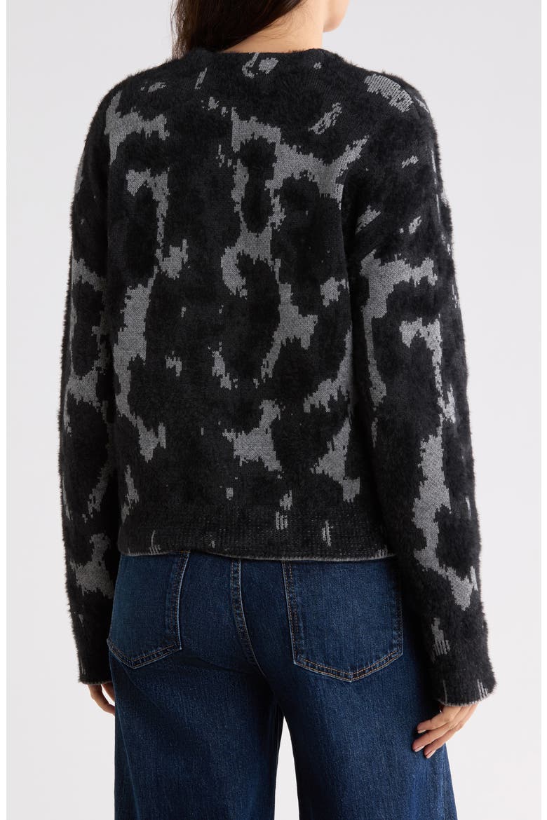 Animal Pattern Fuzzy Cardigan, Main, color, BLK/ ASPHAL