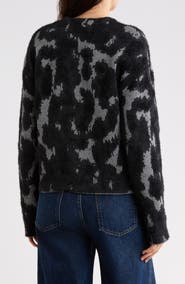 DKNY Animal Pattern Fuzzy Cardigan