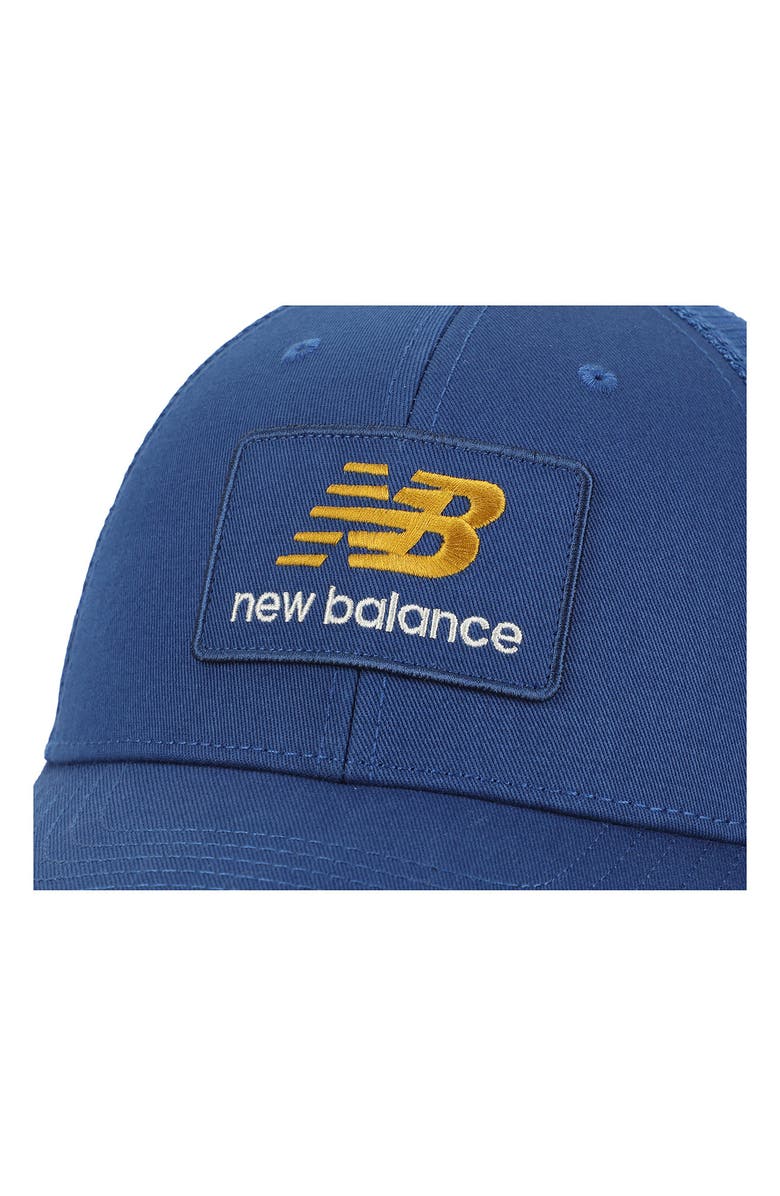 New Balance Stacked Patch Logo Trucker Hat, Alternate, color, Galaxy Blue