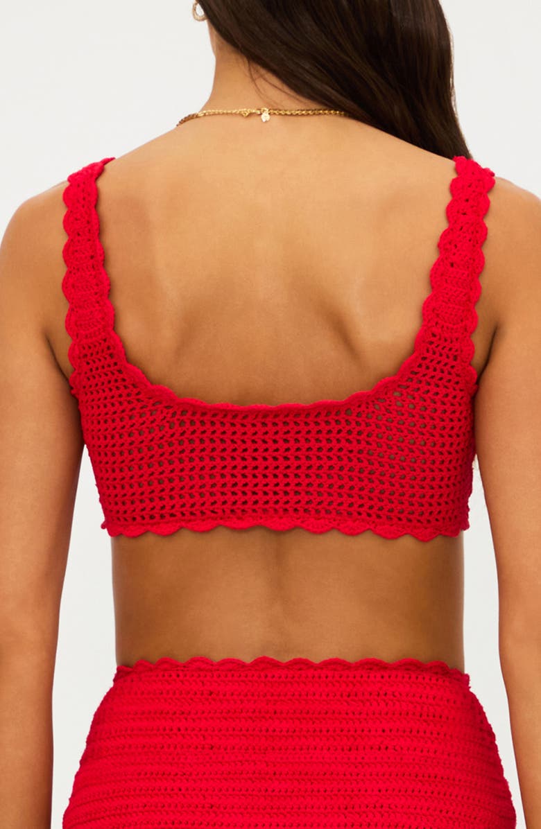 Beach Riot Andy Crochet Bikini Top, Alternate, color, Ruby Crochet