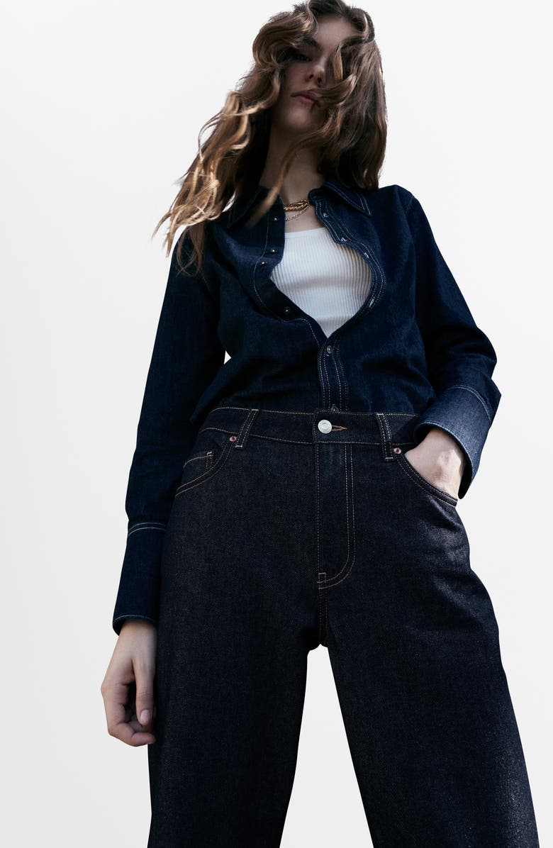 MANGO Cuffed Straight Leg Jeans, Alternate, color, 