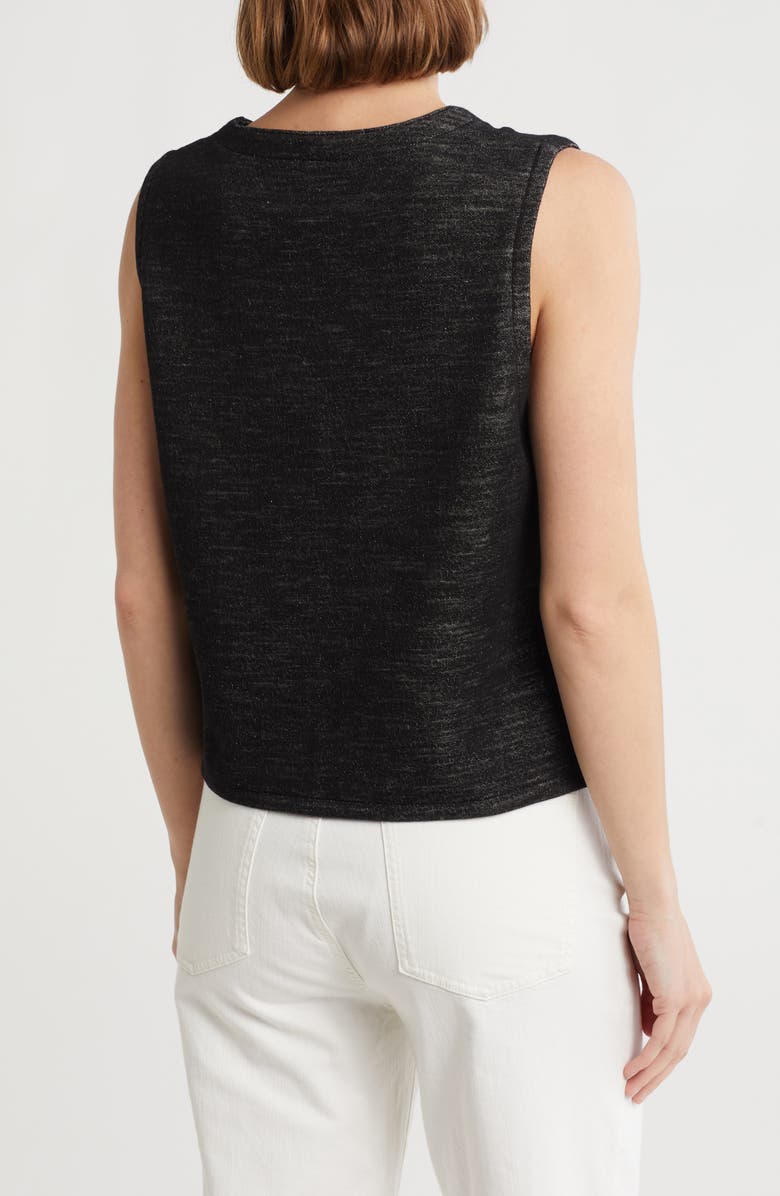 Eileen Fisher V-Neck Organic Cotton Blend Vest, Alternate, color, Black