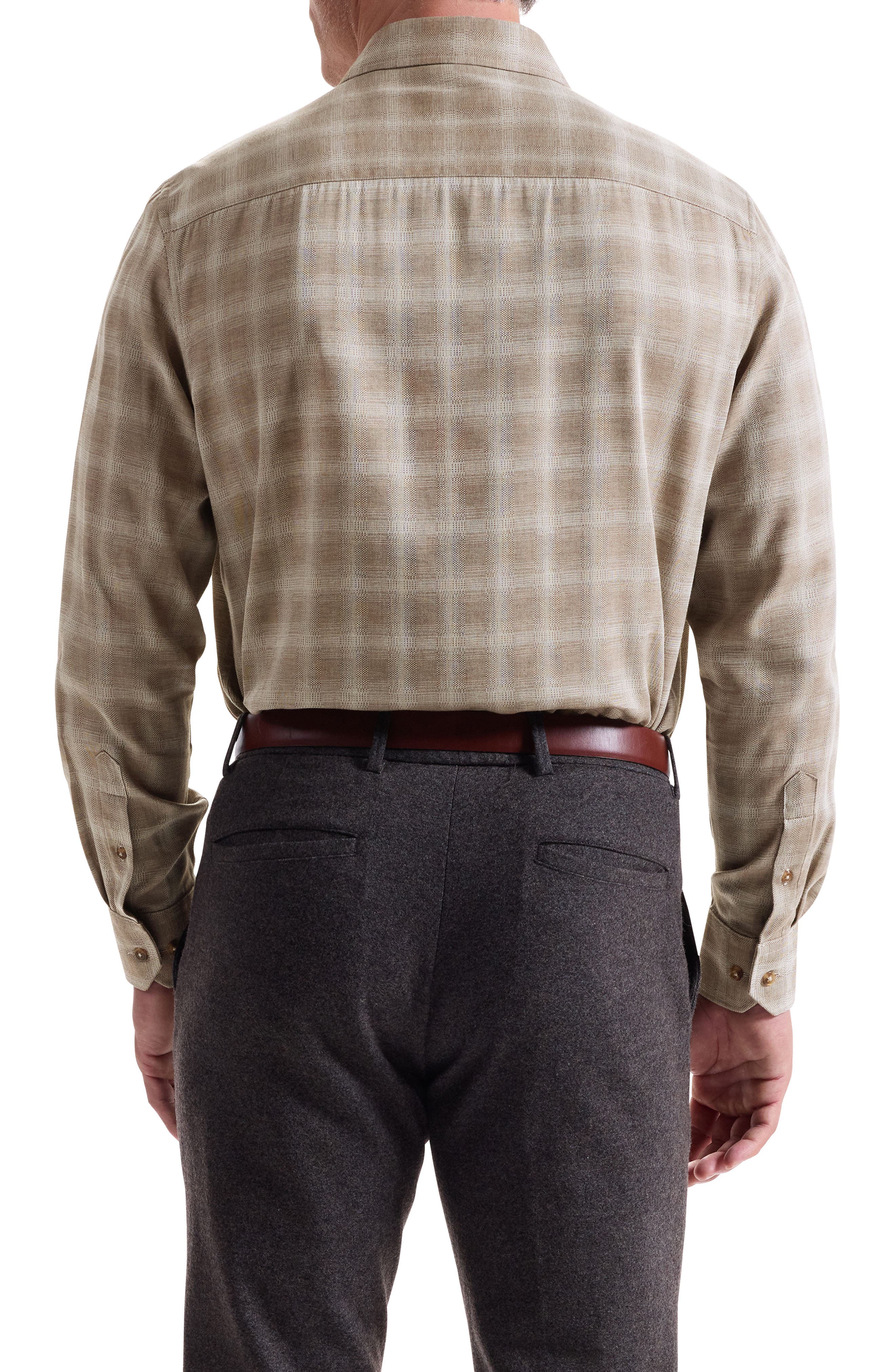 Julian Shaped Fit Plaid Button-Up Shirt - image 2