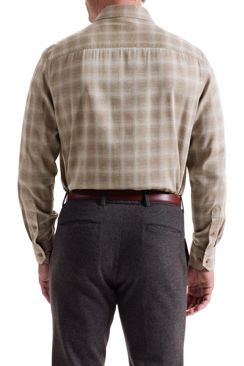 Julian Shaped Fit Plaid Button-Up Shirt, Alternate, color, WALNUT