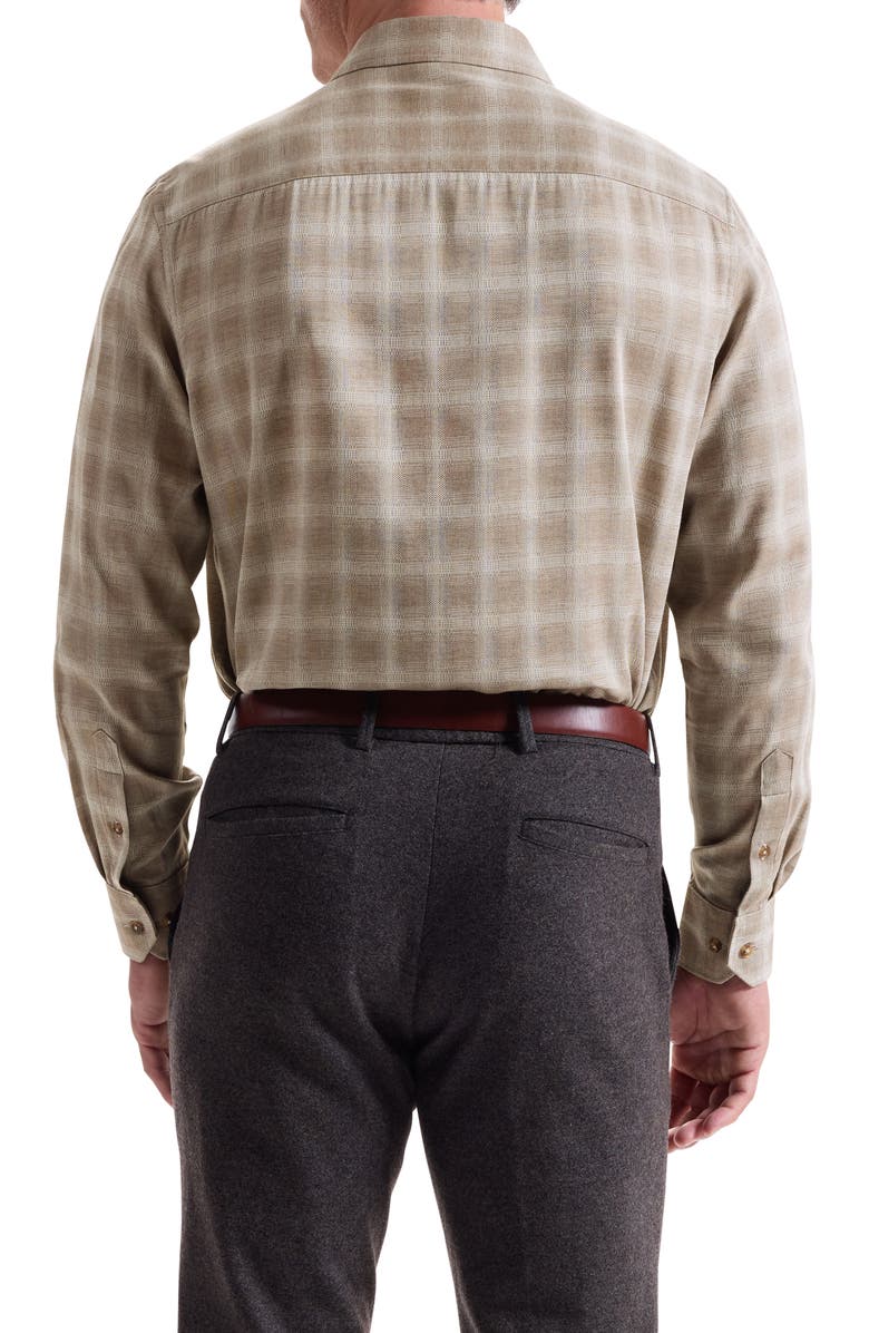 Bugatchi Julian Shaped Fit Plaid Button-Up Shirt, Alternate, color, Walnut